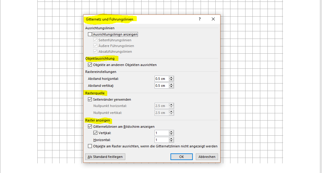 Gitternetz auf Word 3